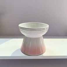 고양이수반 대형견밥그릇 강아지, 캔과 스푼 포함, 1개, 높은 다리 화이트핑크
