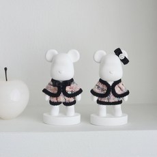 결혼선물 집들이선물 웨딩선물 곰돌이커플 석고방향제 세트, 리필향-가든파티(석고-무향)