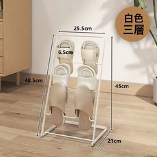 鐵藝簡易鞋架家用衛生間瀝水多層拖鞋架節省空間鞋子收納架, 1個, 三層白色:如圖