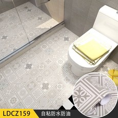自粘防水防油地貼 廚房衛生間浴室裝飾地板貼, 歐式花磚-大格,60厘米*1米