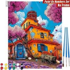 컬러풀 트리 디지털 유화 나무잎 산맥 거실 벽장식 선물, 3. S1134011