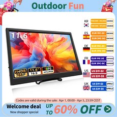 휴대용 모니터 HDMI 호환 노트북 두 번째 화면 게이밍 확장 디스플레이 스위치 PS4 Xbox 라즈베리 파이용 11.6 인치, CHINA, 1개