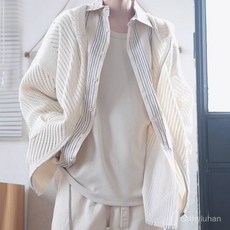 優選大碼開衫男 白色小衆港風鏤空連帽毛衣男 秋冬季寬鬆大碼慵懶風外搭拉鏈針織衫KPQC