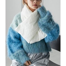 forksy. 輕巧保暖鋪棉造型圍巾 象牙白 時尚穿搭配件