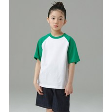 무신사 스탠다드 MUSINSA STANDARD KIDS 오버사이즈 래글런 티셔츠 [화이트/아이리시 그린] MKDTS4Z08-81 418561
