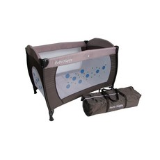 @企鵝寶貝@EMC -嬰幼兒輕巧型遊戲床 遊戲床 (附蚊帳、收納袋、床墊) 摺疊嬰兒床, 咖啡色