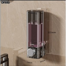 ZOWEI 皂液器 壁掛式按壓洗髮沐浴乳分裝瓶, 1個, 二代皁液器-光面透灰(粘膠款):如圖