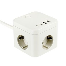 라이프썸 큐브 멀티탭 3구 4포트 USB C타입 1.8m (LFS-HA53) 2종 택1, 1개, 코코넛밀크