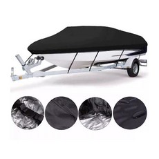 보트커버 낚시 천 선박 자외선 방수 옥스포드 차단, K. V형 블랙 -4피트 커버 사이즈 730x300cm