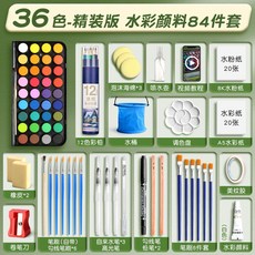 솔리드 안료 수채화 물감 세트 36색 무독성, 27. 하드커버 에디션 36색/무료 84개