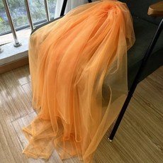 패브릭원단 오렌지 옐로우 소프트 Tulle 패브릭 웨딩 장식 커튼 천 메쉬 레이아웃 의자 뒤로 Drap, Light Orange, 1개