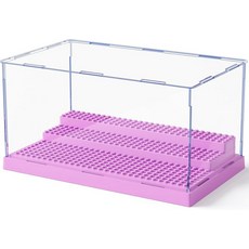 미니피규어용 Mlikero 디스플레이 케이스 액션 피규어 블록 투명 방진 아크릴 박스 보관 용 이동식 스텝 선물 3개 포함 보라색..., Purple, 1 Pack