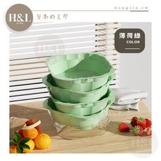 可縱向堆疊雙層瀝水配菜盤 - 加厚設計洗菜籃/水果籃, 【薄荷綠】共5籃, 1個, 薄荷綠