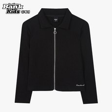 인디고키즈 중계점 *2026S/S 특가SALE* 시크한 컬러와 크롭 기장 골지 소재 풀집업 디자인 니트 집업 가디건 8~13세 골지 크롭 집업 (블랙) IKCK26101