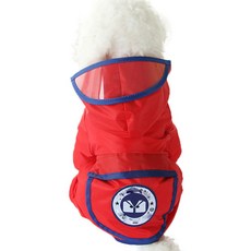 희미몰 반려견 귀여운방수비옷 소형 중형 대형 비오는날 산책 올인원 레인코트 우비 판초 포켓 우의, 빨강, 1개