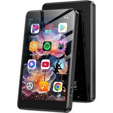 AGPTEK 96GB MP3 플레이어 블루투스 및 와이파이 지원 T08X 4인치 안드로이드 14 MP4 음악 스포티파이 오디블 앱 스토어 최대 1테라바이트 검정