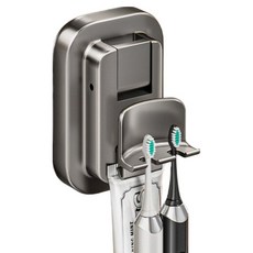 모바이브 무타공 흡착판 치약 컵 칫솔걸이, 그레이, 1개