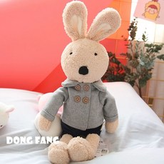 글로아픽 팡쿠 토끼인형 동물 선물 귀여운 애착인형, J. 수박 레드 그레이 모직 코트 브라운 버니