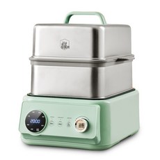 Amazon跨境110V不鏽鋼電蒸鍋三層蒸汽鍋自動斷電蒸箱美國臺灣15L, 美規110V, 15L不鏽鋼電蒸鍋綠色