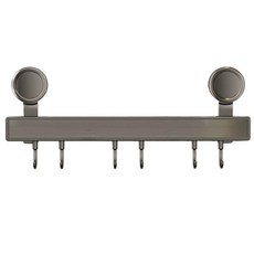 免釘吸盤式掛鉤架 廚房浴室多功能收納排鉤 強力承重可重複使用 多掛鉤設計, 槍灰色, 1個