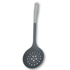 H&L匠心優廚 新式鍋靠設計不鏽鋼手柄矽膠耐熱鍋鏟, 1個, 【日式灰】新式鍋靠設計,漏勺