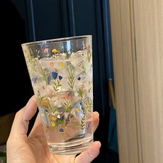 復古法式浪漫高腳杯 春天小花玻璃杯甜品杯 小眾簡約牛奶杯耐高溫, 1個