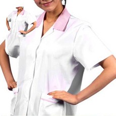 반팔작업복 위생복 반팔 핑크카라 주방 조리사 작업복 식당 위생