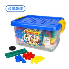 888玩具 888便利購 ST台灣製幼兒益智榫接積木130PCS滑輪桶裝收納組，大塊兒童積木，井字榫接積木, 1個