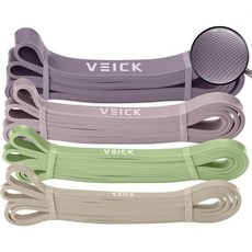 운동용 VEICK 저항 밴드 운동 풀업 보조 남성용 롱 헤비 스트레치 세트 파워 웨이트 헬스장 가정용 피트니스 장비, Green Purple Set of 4