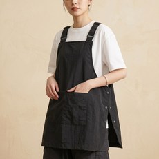 [앞뒤 양면] 1평주방 길이조절 생활방수 빅포켓 앞치마 - 남녀공용 카페 주방, 1개, 그래파이트 블랙