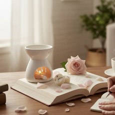 夢境花園 香氛融蠟禮盒 4入香氛蠟塊+融蠟燭燈, White, 夢境花園香氛融蠟禮盒 4入香氛蠟塊+融蠟燭燈