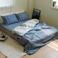 국내산 나플나플 뱀부 대나무소재 60수 시어서커 누빔이불 침구, 카페트 SS 블루