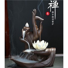 佛手蓮花造型 倒流香爐 禪意擺件, 詳見包裝, 詳見包裝