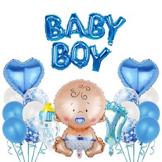 베이비샤워 파티풍선세트 남아 여아, 블루