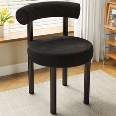 하루꿈 거실 침실 램스울 1인용 소파 의자 화장대 등받이 의자, 블랙, 1개