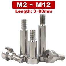 M2~M12 내부 육각 나사 금형 이동 위치 지정 나사 윤곽 모양 샤프트 숄더 볼트 304 스테인레스 스틸 ￠2.5~16, 20mm(2개), 1개