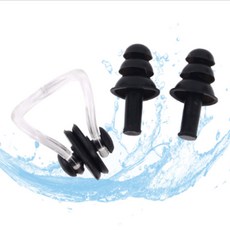 실리콘 수영 귀마개 코마개 세트 물놀이용 귀마개, 블랙, 1개