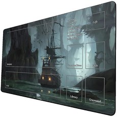 2 MTG 플레이매트 - 스티치 엣지 포레스트 TCG 플레이매트-미끄럼 방지 풍경 놀이 매트 매끄러운 표면 고무 베이스 보드 게임 마우스패드 61 x 35.6cm(24 14인치, 패턴18