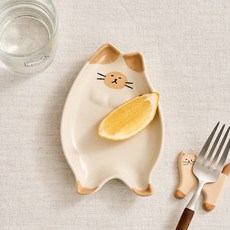 모던하우스 L 우리집뚱냥이 형태 앞접시 L10 치즈냥_JIAYU NK2326035, 1개, 상세설명참조