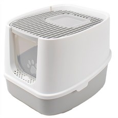 簡約全封閉式防漏防濺貓砂盆, 灰色, 1個