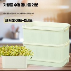 가정용 콩나물 발아기 황두·녹두 발아 용기, 1개, 크림 화이트 새싹 화분 두 세트