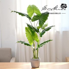 仿真綠植大盆栽：台灣現貨，室內裝飾仿真盆栽，熱帶植物攝影道具, JH5936特大春雨葉盆景, 1個