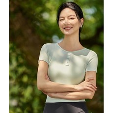 QUEEN YOGA鈕扣設計修身運動瑜伽短袖上衣外搭罩衫（無胸墊款）