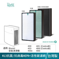 濾網 適用 Blueair 400 405 450e 480i 490i 空氣清淨機, 1個, 怡悅抗菌/病毒HEPA濾心