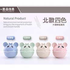 卡通動物碗 環保無毒小麥秸稈 嬰幼兒童餐具 附湯匙叉子, 1個, 粉熊貓