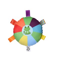 寵物發聲玩具 飛盤造型響鈴玩具 柔軟材質 多種紋理緞帶 台灣現貨, 青蛙圖案, 1個