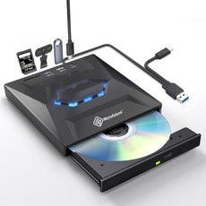 MICROF 오브UTURE슬림휴대용DVD버너 USB3.0/Type-C듀얼인터페이스 노트북/맥/PC용플러그앤플레이-SD/TF카드리더기 진동방지및고속CD/DVDRW드라이브 리눅스, MICROF 오브UTURE슬림휴대용DVD버너,USB3.
