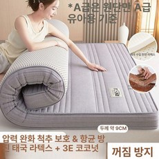 천연 라텍스 메모리폼 수면 쿠션 침실 패드, 1cm, 두께약9cm 면직물+코코넛 섬유 그레이