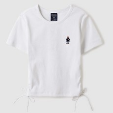 WHO.A.U 短袖短T女版上衣 蝴蝶結刺繡迷你熊 韓國流行寬鬆上衣