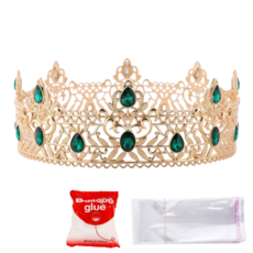 픽클리 생신 축하 티아라 머리띠 용돈 생일 왕관 파티 용품 어버이날 선물, 1개, 에메랄드